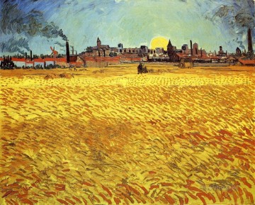  verano Obras - Tarde de verano Wheatfield con sol poniente Vincent van Gogh